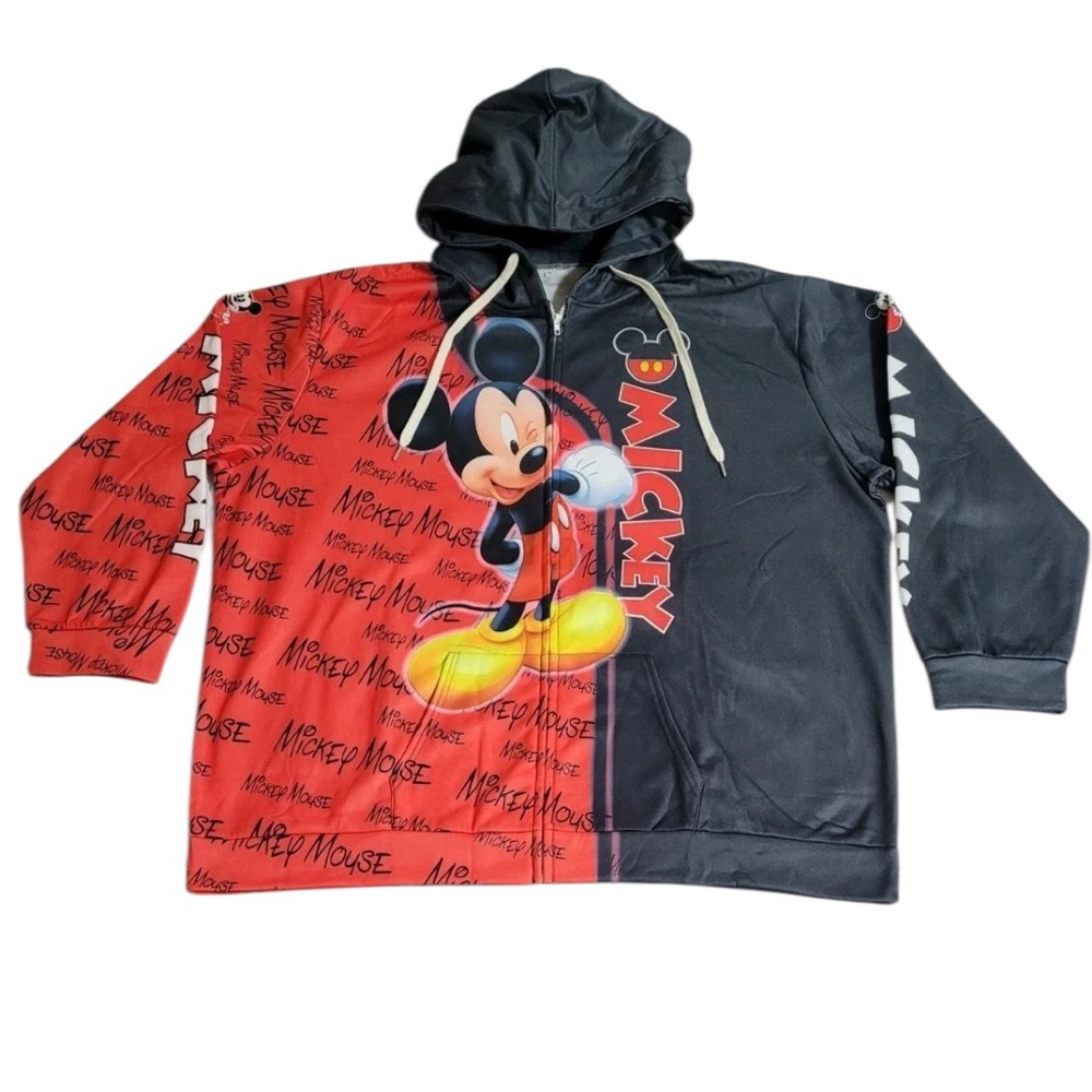 Mickey Mouse Allover Print Fleece Zip up Jacket, Size Roomy Small. NWOT!